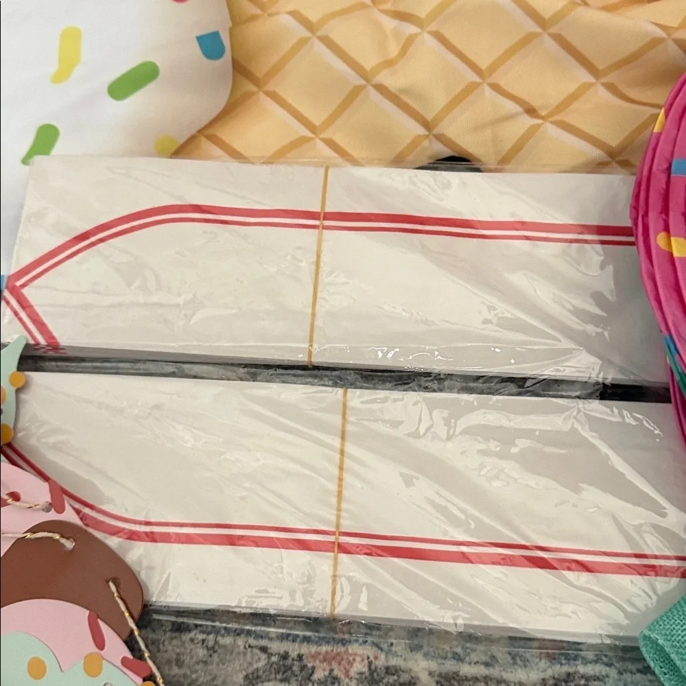 Ice Cream Party Decor Set with Gold Frames